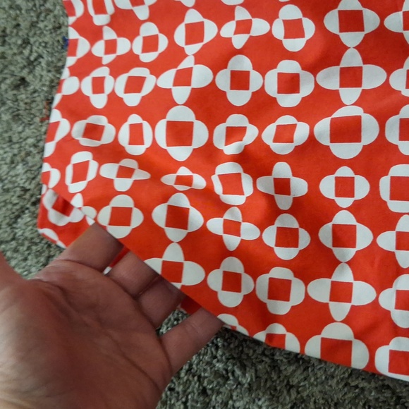 Boden cotton a-line mini skirt - 8 - red-orange white abstract medallion print - Picture 2 of 10